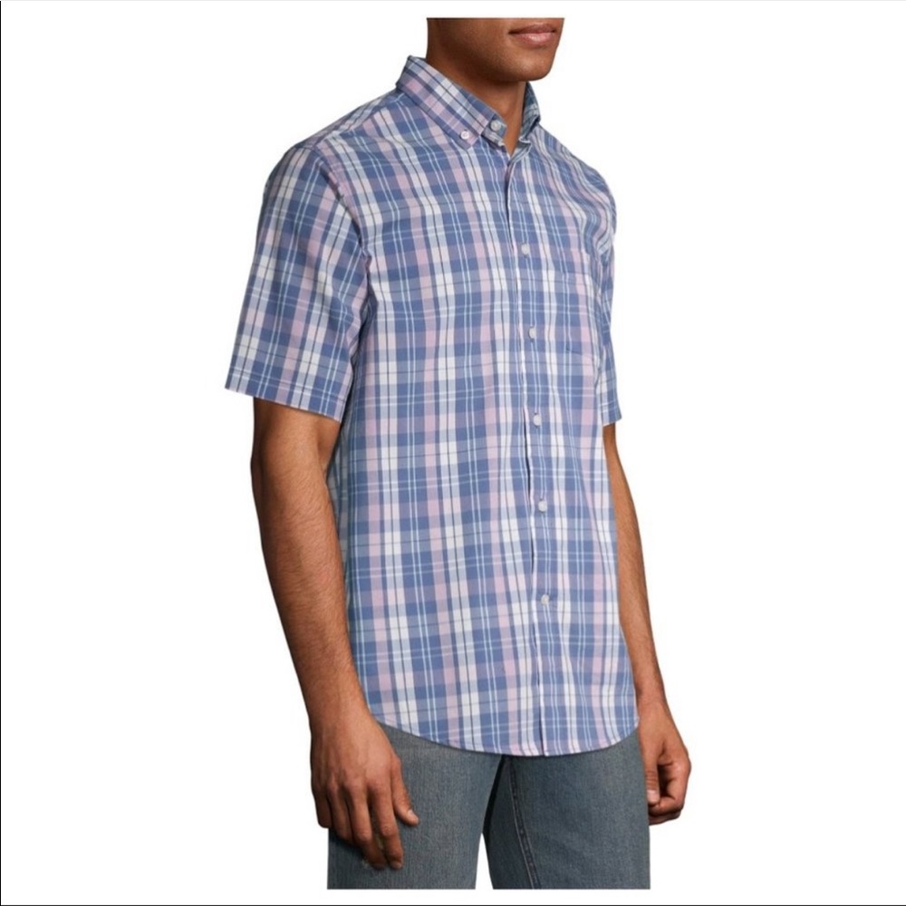 🆕George Men’s Plaid Poplin Short Sleeve Shirt - Picture 3 of 5